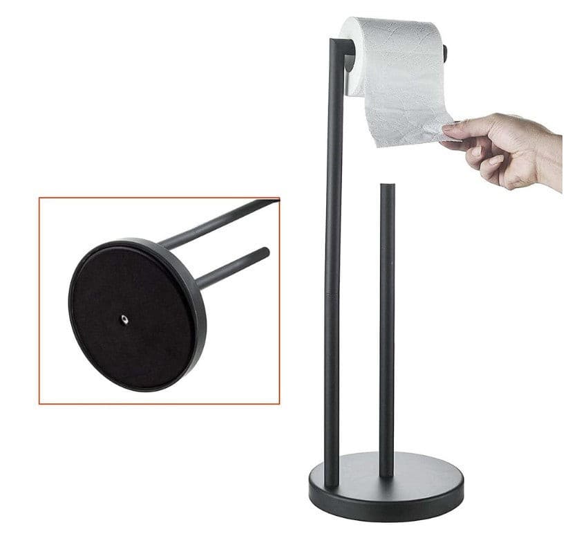 Stainless Steel Matte Black Freestanding Toilet Paper Holder.